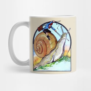 Cottagecore Vintage Little Boy Riding a Garden Snail Fantasy Mug